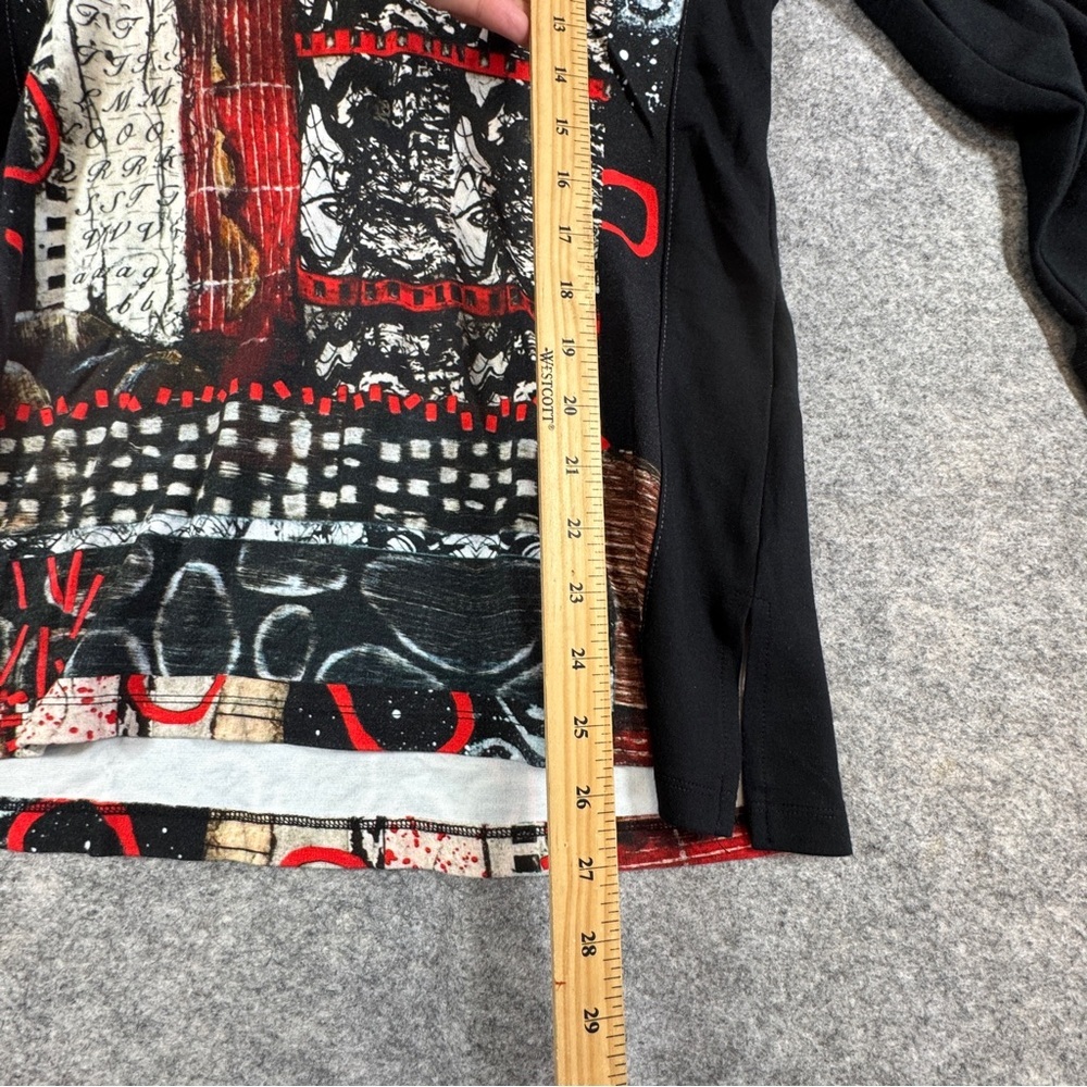 Dolcezza Simply Art Top Size L Abstract Print V Neck Tunic Shirt - Picture 10 of 16